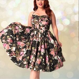 Unique Vintage x Alfred Shaheen RARE Cherry Blossoms Swing Dress  SIZE XL